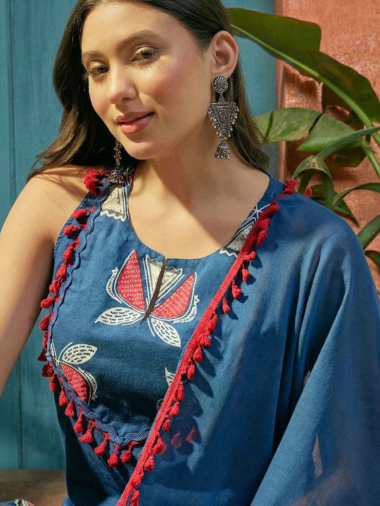 Blue Floral Cotton Palazzo Set
