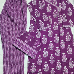 Purple Buta Print Cotton Suit Set | DJ01