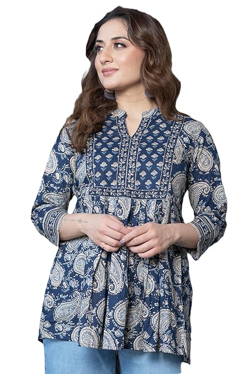 Indigo Paisley Boota Short Kurti