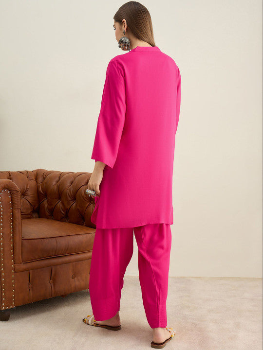 Pink Cotton Kurta Set with Patiala Salwar