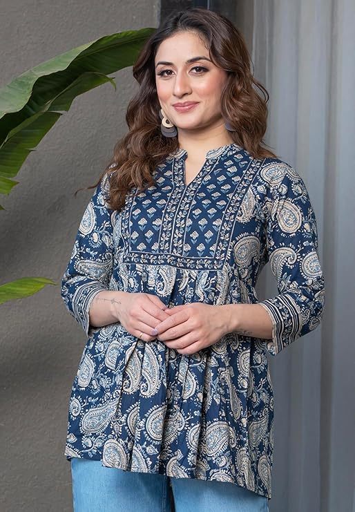 Indigo Paisley Boota Short Kurti