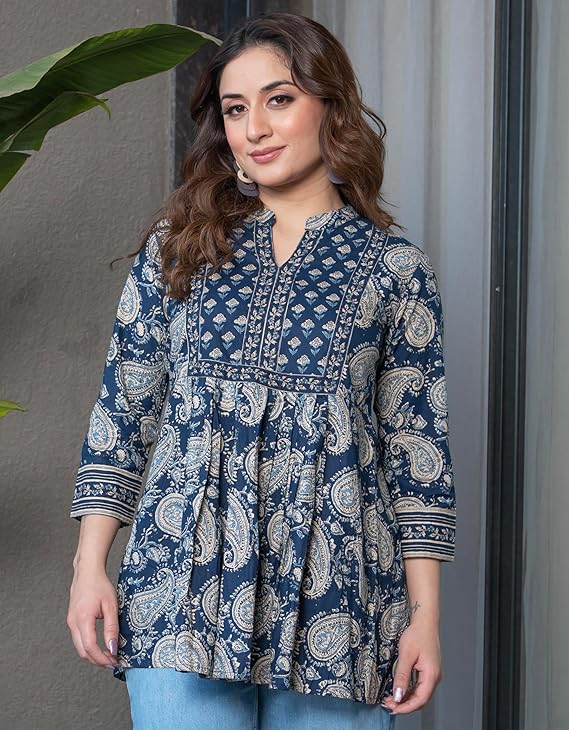 Indigo Paisley Boota Short Kurti