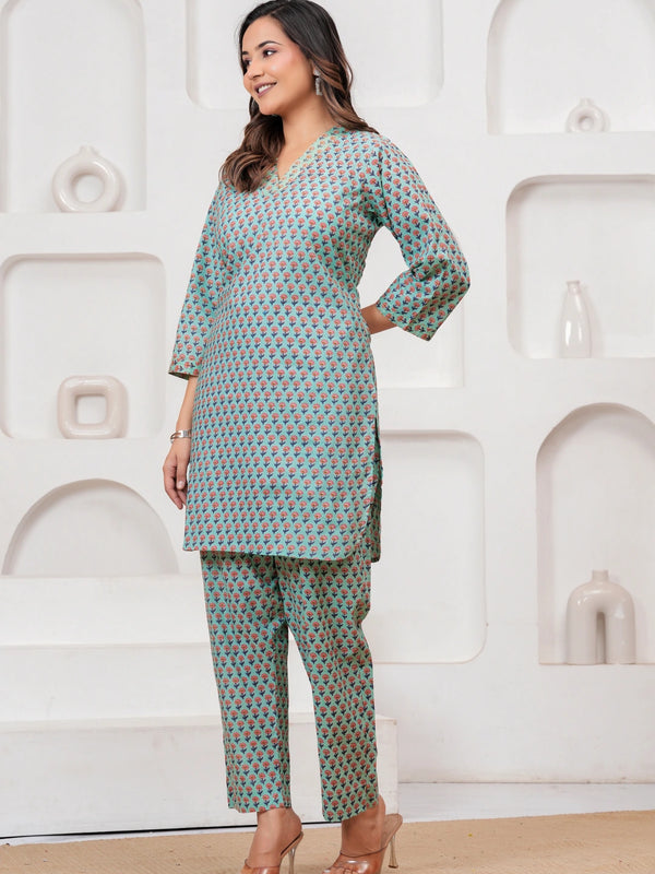 Jaipuri Buti Print Cotton Co-ord Set for Women