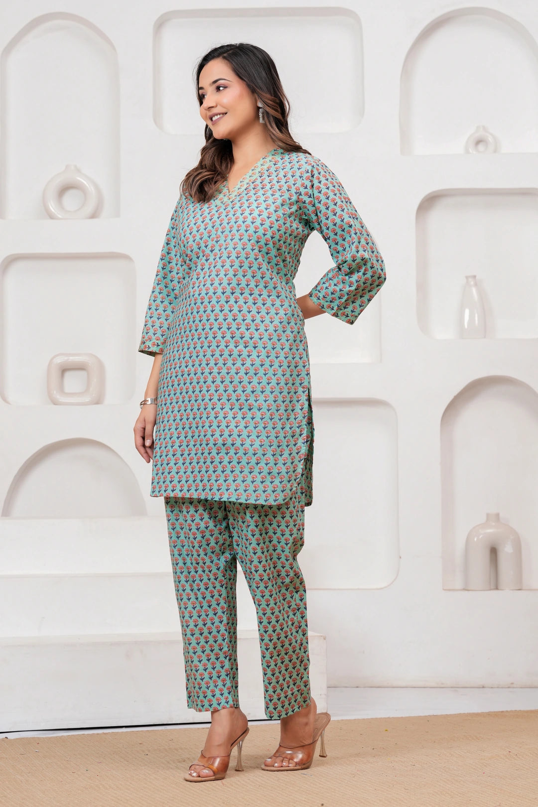 Jaipuri Buti Print Cotton Co-ord Set for Women