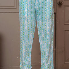 Sky Blue Multicolor Floral Print Cotton Kurta Pant Set with Mulmul Dupatta