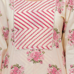 Blush Pink Buta Print Cotton Kurta Pant Set with Leheriya Mulmul Dupatta