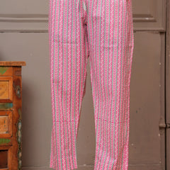 Pink Sanganeri Buti Print Cotton Kurta Pant Set with Mulmul Dupatta