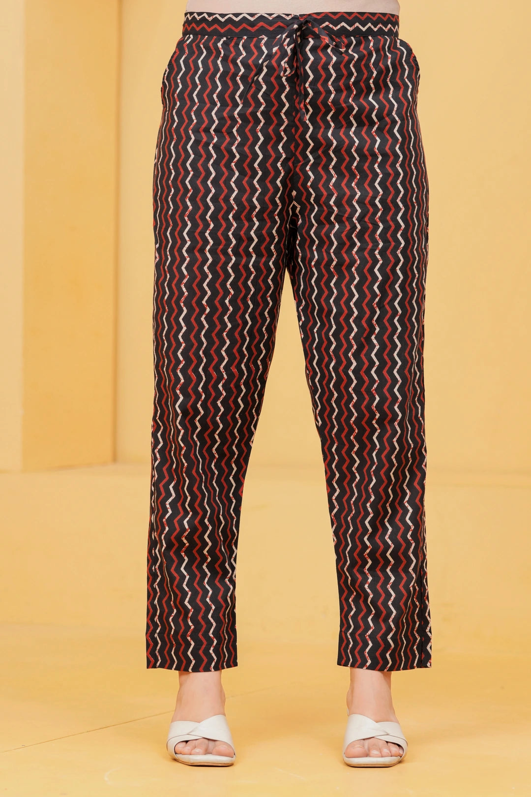 Black Sanganeri Buti Print Cotton Kurta Pant Set with Geometric Dupatta