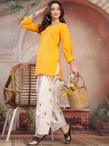 Mustard Cotton Farshi Salwar Set