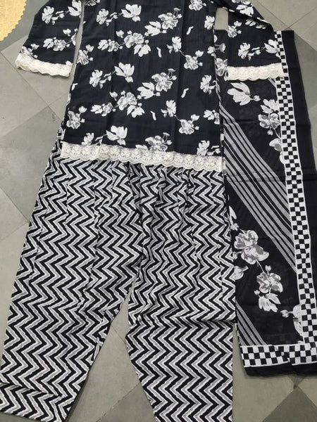 Black Floral Farshi Kurti Set | DJ19
