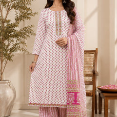 Pink Bud Cotton Straight Kurti Set | DJ11