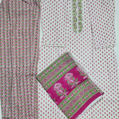 Pink Bud Cotton Straight Kurti Set | DJ11