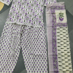 Lavender Floral Farshi Kurti Set | DJ17