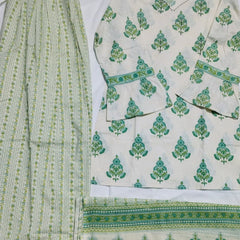 Green Buti Cotton Farshi Kurta Set With Dupatta | DJ13