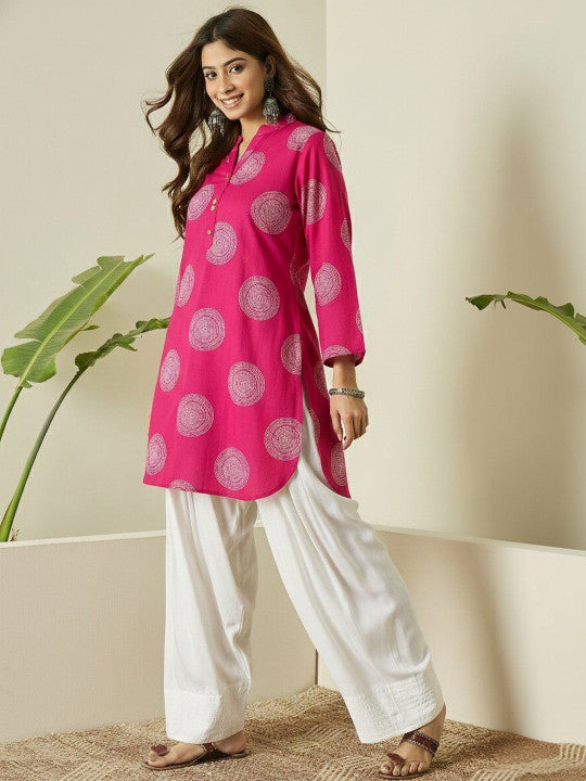 Pink Motif Print Kurta & Patiala Set