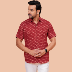Dooriya Bagru Printed Buti Semi Formal Shirt for Men