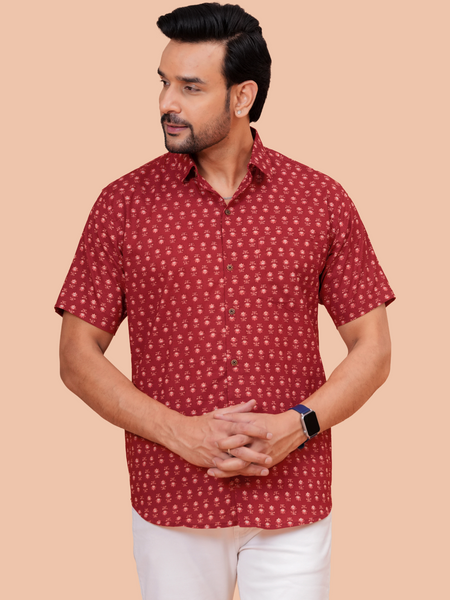 Dooriya Bagru Printed Buti Semi Formal Shirt for Men