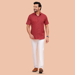Dooriya Bagru Printed Buti Semi Formal Shirt for Men