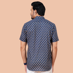 Premium Indigo Blue Ajarakh Print Shirt