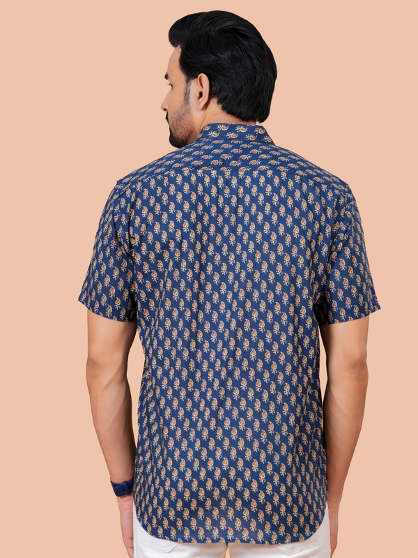 Premium Indigo Blue Ajarakh Print Shirt