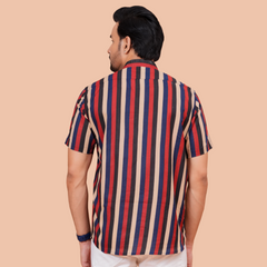 Doriya Jaipur Multi-Color Vertical Stripe Casual Shirt for Men