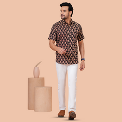 Black Animal Print Resort Wear Shirt for Weekend & Travel Styling