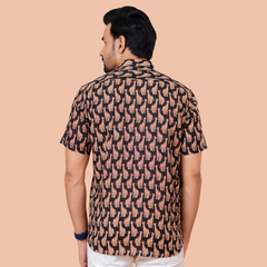 Black Animal Print Resort Wear Shirt for Weekend & Travel Styling
