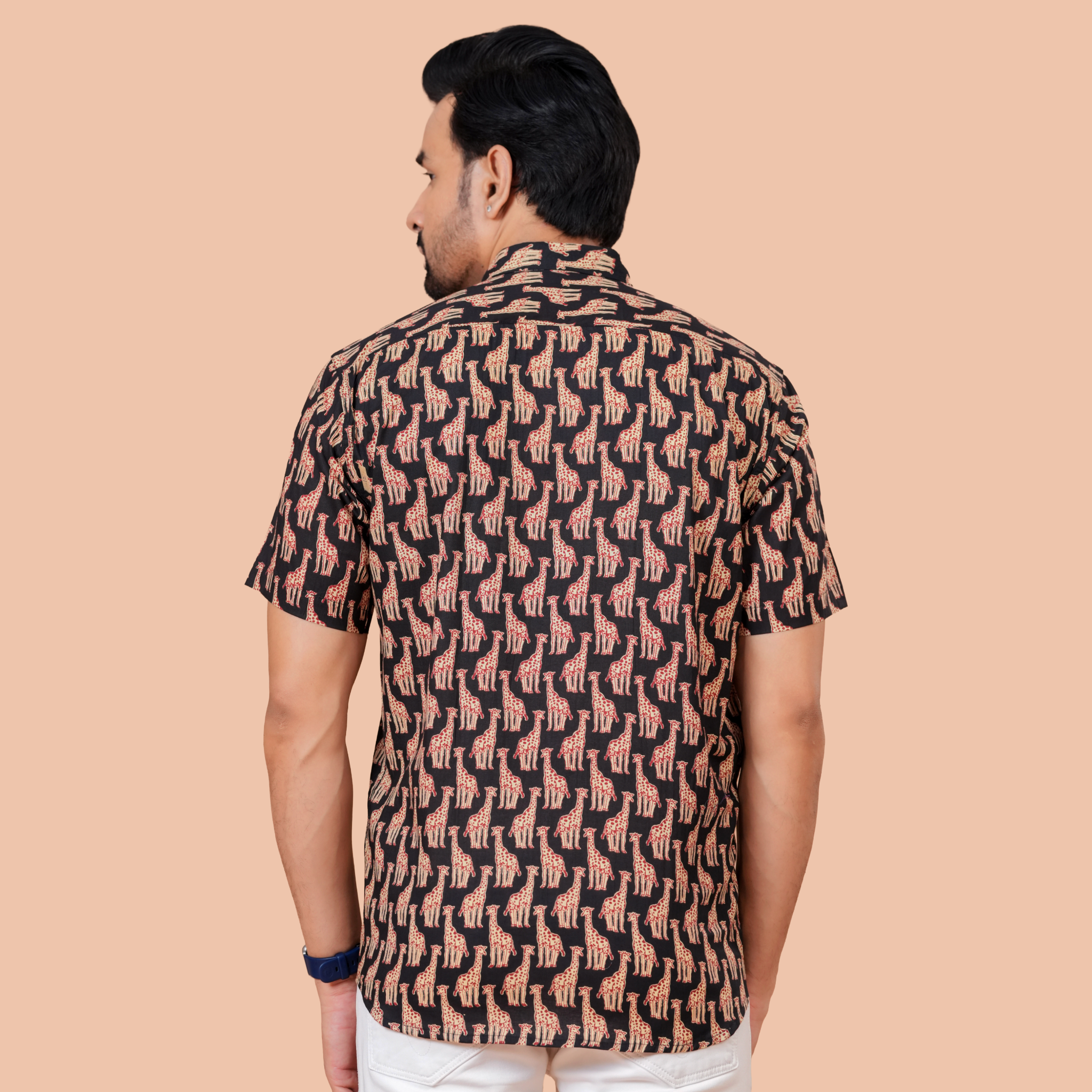 Black Animal Print Resort Wear Shirt for Weekend & Travel Styling
