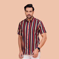 Multi-Color Vertical Stripe Pure Cotton Casual Shirt for Men | Dooriya Jaipur