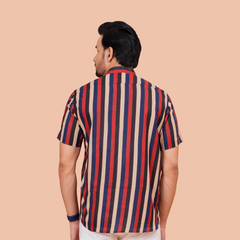 Multi-Color Vertical Stripe Pure Cotton Casual Shirt for Men | Dooriya Jaipur