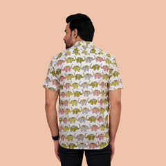 Off-White Elephant Motif Shirt | Dooriya Jaipur