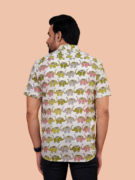 Off-White Elephant Motif Shirt | Dooriya Jaipur