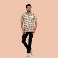 Off-White Elephant Motif Shirt | Dooriya Jaipur