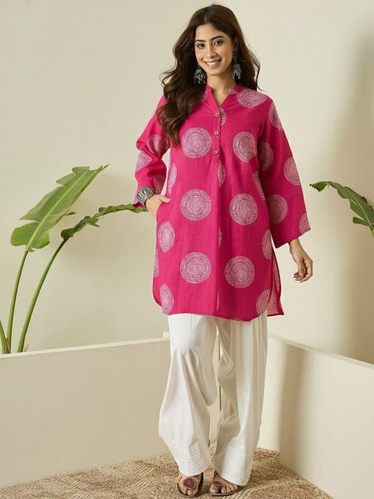 Pink Motif Print Kurta & Patiala Set