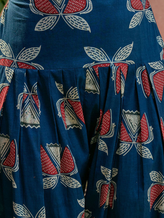 Blue Floral Cotton Palazzo Set