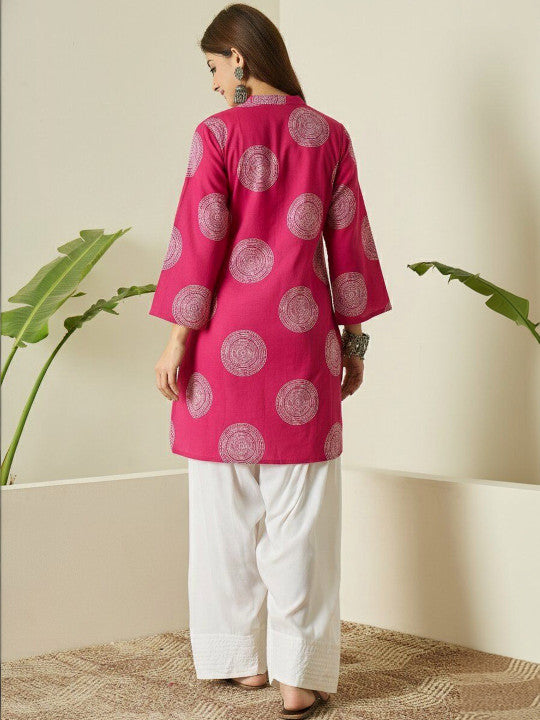 Pink Motif Print Kurta & Patiala Set