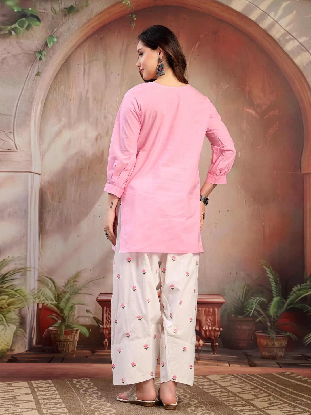 Baby Pink Pintuck Kurti Set