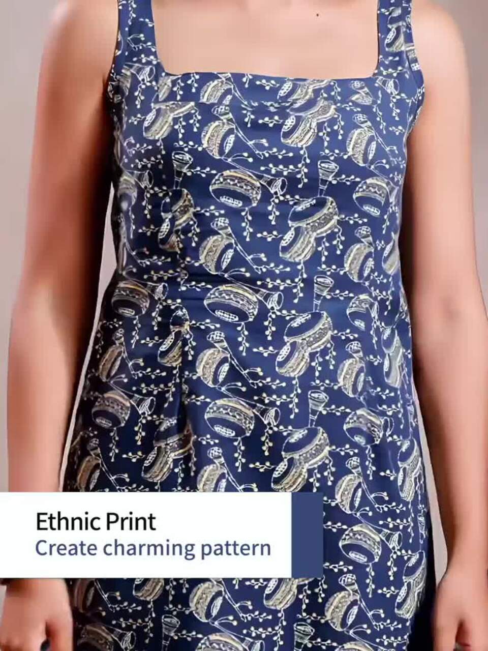 Indigo Paisley Sleeveless Short Kurti